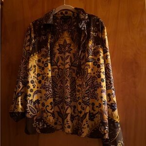 Rachel Zoe Floral Blouse in Yellow and Brown